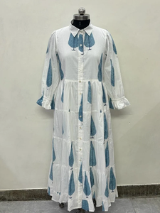 เดรสลำลองผู้หญิง ผ้าทอ 100% คอตตอน ลายพิมพ์ดอกไม้/สีพื้น แต่งโครงสร้าง แขนสั้น เอวทรงเอ็มไพร์ ทรงเบบี้ดอลล์ - Product Image 2