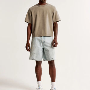 T-shirts vierges de haute qualité pour hommes, 100 % coton Pima biologique, 300 GSM, coupe oversize, effet délavé à l'acide - Product Image 3