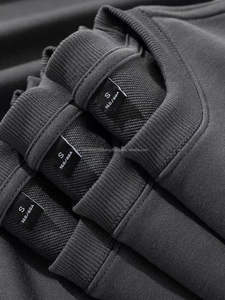 Sudadera con capucha de color sólido de peso pesado de 350gsm para hombre gris oscuro otoño Sudadera de cuello redondo de gran tamaño unisex - Product Image 2