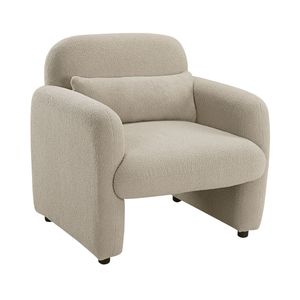 Poltrona Comfort Contemporanea in Tessuto Bouclé Taupe con Struttura in Compensato e Cuscino, per Soggiorno Accogliente - Product Image 3