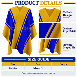 Cosh International Sorority Sisterhood Blue Yellow Spring Autumn Winter New Stylish <b>Women</b> Elegant Cardigan Poncho Cape Shawl - Product Image 6