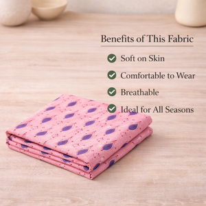 Tissu en coton imprimé rose à motif floral, doux et respirant, pour vêtements féminins, tissu pour robe Kurti, tissu pour couture artisanale - Product Image 5