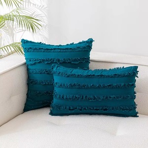 Funda de Cojín Rectangular a Rayas Negras con Volantes, Estilo Bohemio, Fundas de Almohada Hechas a Mano - Product Image 6