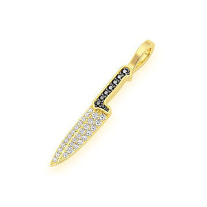 Pendentif testeur de diamants naturels en or 14 carats, couteau de chef de cuisine, bijoux fantaisie pour hommes et femmes, pendentifs raffinés, breloques VVS - Product Image 1