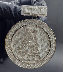 Colgante de Lujo de Moissanita con Letra Inicial Iced Out, Colgante Personalizado de Moissanita Estilo Hip Hop, Colgante de Plata 925, Colgante con Dijes de Rapper - Product Image 3