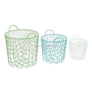Venta al por mayor Juego de 3 cestas de almacenamiento de alambre de metal Color de acento para cocina y almacenamiento de ropa Precios de venta calientes - Product Image 4