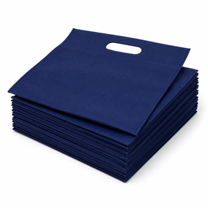 Sac de courses réutilisable bleu marine en non-tissé, coupe en D, robuste, promotionnel, fourni par l'usine - Product Image 1