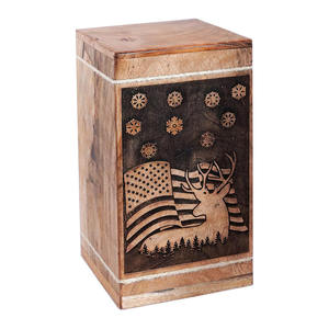 Wood <b>Pet</b> Cremation Urn Rectangle Western Style Engraved American Flag and Revolvers Durable Memorial <b>Box</b> for <b>Pets</b> - Product Image 5