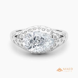 Moissanite Side Stone <b>Dome</b> <b>Ring</b> for Women Silver Plated Luxury Engagement Wedding Anniversary Jewelry - Product Image 1