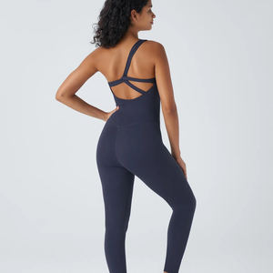 Combinaison décontractée unie pour femme, style le plus récent, sans couture, dos nu, pour le yoga, vente en gros personnalisée - Product Image 3