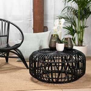 Decorative <b>black</b> coffee <b>table</b> handcrafted rattan <b>tables</b> small space organising & decoration - Product Image 3