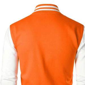 Chaqueta para Hombre, Estilo Universitario, Naranja y Blanca, con Mangas en Contraste, Abrigo Estilo Béisbol, Cálido, Cómodo y Casual - Product Image 3