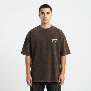 T-shirt Homme Oversize en Coton Délavé à l'Acide Respirant avec Impression Sérigraphique – Vente en Gros Fabricant - Product Image 1
