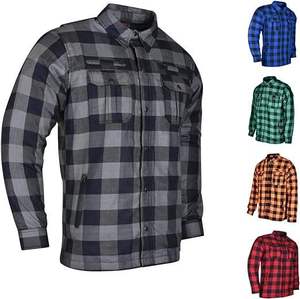 Chemise unisexe à manches longues à carreaux en polyester/coton, style course, imprimée sur mesure, avec fermeture éclair - Product Image 3