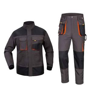 Combinaison de travail en coton pour homme à manches longues avec poches, disponible en gris, bleu marine - Product Image 2