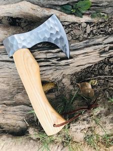 Artisan Forged Carbon Steel Hatchet Rose <b>wood</b> Handle With Leather Sheath Custom <b>Axe</b> Outdoor <b>Axe</b> - Product Image 4