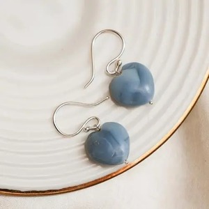 Pendientes de Aro Hechos a Mano con Ópalo Azul, Pendientes de Corazón Envueltos en Alambre Chapado en Oro, Joyería Bohemia para Mujer - Product Image 2