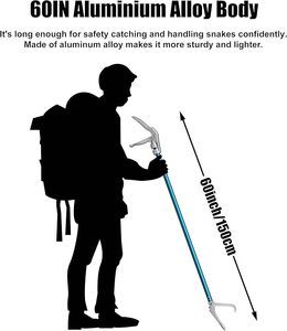 Professional Snake Catcher Stick Collapsible Reptile Tongs Rattlesnake <b>Grabber</b> <b>Tool</b> Safe Handling Equipment Durable Metal Grip - Product Image 2