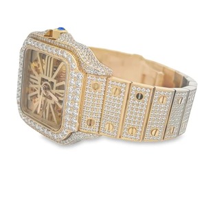 Reloj Mecánico Cuadrado de Lujo Unisex en Oro Amarillo con Bisel de Diamantes, Cristal de Zafiro, Esfera Analógica con Diseño de Mariposa, 41 mm - Product Image 3