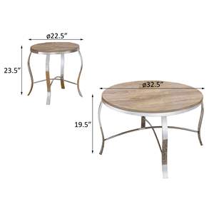 Set da caffè e tavolini occasionali in 3 pezzi in rovere chiaro stagionato e cromato - Product Image 5