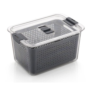 Caja hermética ecológica a prueba de fugas para microondas, caja de almacenamiento de alimentos segura para verduras frescas, escurridor de frutas, almacenamiento de cocina - Product Image 1