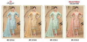 Fantaisie Organza Hiver Salwar Kameez Brodé Top & Dupatta Soie Bas Disponible en 4 Couleurs Superbes Tailles XL-XXL - Product Image 2
