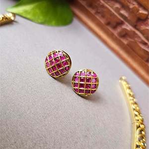 Gold Plated Pearl & Diamond Round Kemp Pendant Hasli Choker - Product Image 4