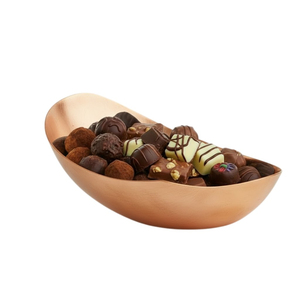 Tazón para servir chocolate de diseño moderno en cobre y metal, plato de postre de acero inoxidable para el hogar, hotel y eventos de boda a precio económico. - Product Image 1