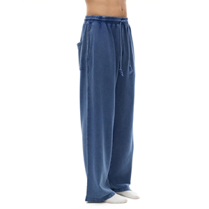 Pantalones deportivos personalizados para hombre y mujer, cintura elástica con cordón, pierna recta, ajuste holgado, OEM ODM, venta al por mayor, lavado ácido - Product Image 3