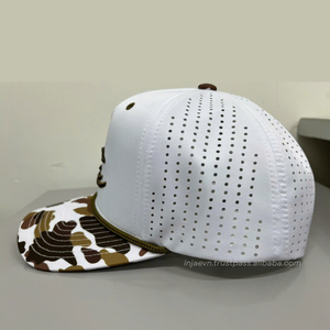 High Quality Print Camo Brim Perforated Cap 3D Embroidered Logo <b>Waterproof</b> Polyester Laser Cut Hole <b>Hat</b> with Rope Sports Gorras - Product Image 2