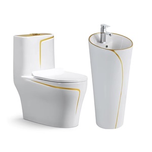 White Color Gold Line Floor-Mounted Luxury One-Piece Toilet Dual-Flush Automatic Deodorization Concealed Tank Easy Clean - Product Image 4