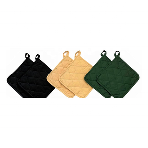 Coussin de four de luxe épais 100% coton brodé matelassé résistant à la chaleur durable en vrac OEM ODM Logo personnalisé fabriqué en inde porte-pot - Product Image 1