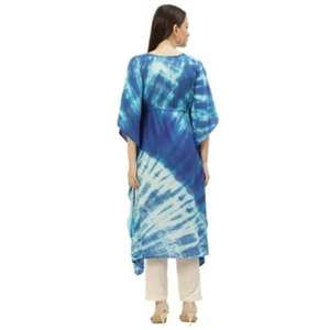 Caftán Azul Oscuro para Mujer, Teñido a Mano, Estilo Casual, Corte Holgado, Talla Única, Hecho en India - Product Image 2