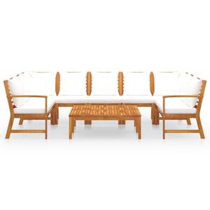 Grande étagère en bois d'acacia massif couleur crème, 100% polyester, pour ensembles de jardin - Product Image 3