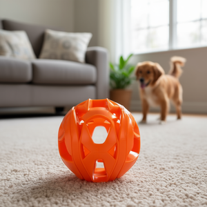 Pelota de nido de abeja TPR de 6 cm, juguete interactivo naranja para mascotas - Product Image 3