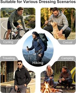 Veste coupe-vent à capuche pour homme, couleur unie, fermeture éclair, vêtement d'extérieur décontracté, polyester, coupe classique, automne - Product Image 6