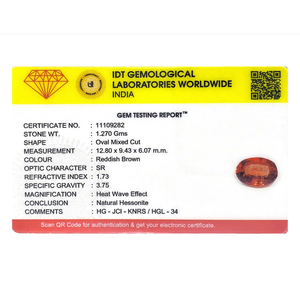 Natural Oval Cut Hessonite Gomed 6.35 Carat Loose Gemstone for Fine Jewelry - Product Image 4