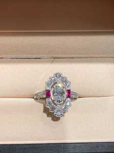 Bague Art Déco Moissanite 1 carat taille ovale, style classique vintage avec halo, plaqué rhodium, argent 925 original, cadeau de promesse ou d'anniversaire pour elle - Product Image 5