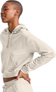 Sudadera corta con capucha para mujer, jersey de manga larga de color liso, tejido transpirable para otoño - Product Image 3