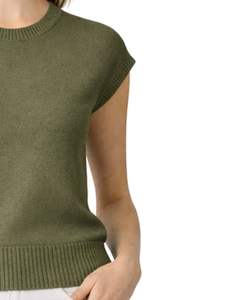 Suéter de Punto sin Mangas Color Verde Oliva Personalizado para Mujer, Cuello Redondo, Ligero, Informal, Chaleco de Verano, Suave, Cómodo y Moderno - Product Image 4