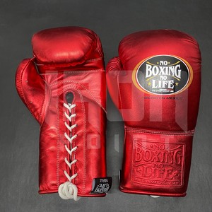 No Boxing No Life Gants de boxe professionnels en cuir de vachette de qualité supérieure à lacets, avec rembourrage épais à 4 couches, respirants - Product Image 2