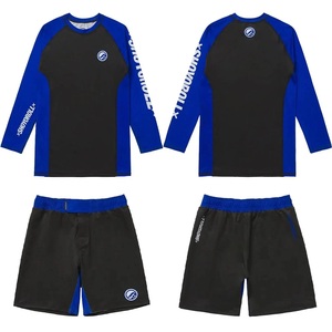 Camiseta de Manga Larga Negra y Azul para Hombre, para Artes Marciales Mixtas (MMA), con Pantalones Cortos, Absorbe la Humedad, Ajuste Atlético - Product Image 1