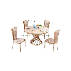 ชุดโต๊ะรับประทานอาหารหินอ่อนสุดหรูพร้อมขาเหล็กแข็งแรงและเก้าอี้แสนสบายเหมาะสำหรับทุกโอกาสในราคาที่ดีที่สุด - Product Image 2