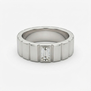 Luxury Platinum Emerald Cut Diamond Channel <b>Set</b> <b>Ring</b> IGI Certified Classic Elegant Fine Jewelry for Wedding Anniversary Party - Product Image 3
