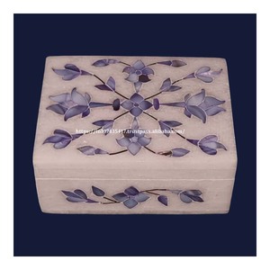 Beautiful New Design <b>Blue</b> Mother of Pearl Inlay Marble Jewelry <b>Storage</b> <b>Boxes</b> Ramadan Gift <b>Boxes</b> for Giveaways 2024 - Product Image 1