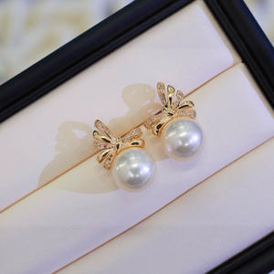 9-10mm Round 925 Sterling Silver Classic Sunflower Natural <b>Pearl</b> <b>Earrings</b> Personalized and Versatile with Gift Box - Product Image 2