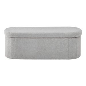 Oval Teddy Fleece End <b>Bed</b> Bench Large Folding Upholstered Ottoman Chest Foldable Storage Sp with <b>Stools</b> & Ottomans - Product Image 1