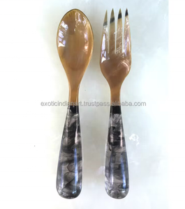 Premium Buffalo Horn Salad Server Set Eco-Friendly Dishwasher <b>Safe</b> Salad <b>Tools</b> for Home Kitchen Weddings Parties Stylish Durable - Product Image 2