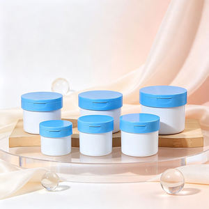 Pot à crème en PP givré avec couvercle à clapet, 100-400g, pot en plastique à large ouverture avec coins arrondis - Product Image 1