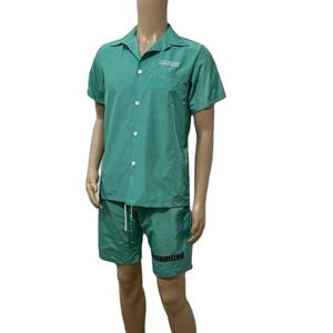 Ensemble t-shirt et short en coton biologique 100% personnalisé pour hommes Survêtement brodé à col surdimensionné de haute qualité pour l'été Motif solide - Product Image 3